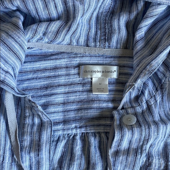 Christopher & Banks Coastal Blue and White Striped Linen Layering Jacket - Picture 7 of 12